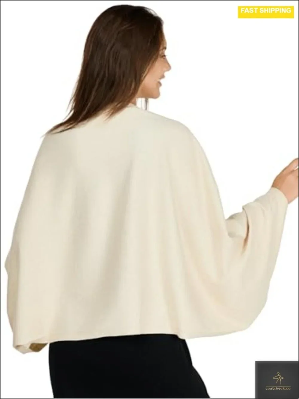 Knitted Shawl Wrap with Sleeves for Women, Soft Viscose Blend, 57 Inch, Machine